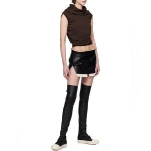 RICK OWENS Black Hollywood Knee High Stocking Sneaks Tall Boots